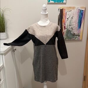 Madewell Colorblock Mini Dress - Black and Gray